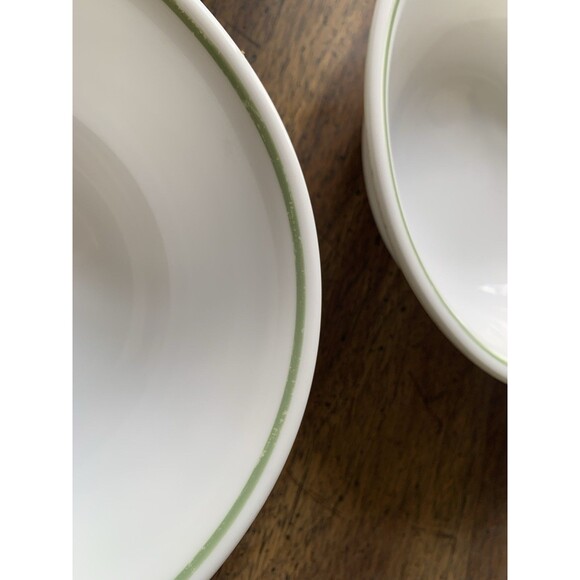 3 Corelle Bowls Green Stripe Floral Spray Spring Blossom Meadow Cereal Soup Vtg - Picture 7 of 10